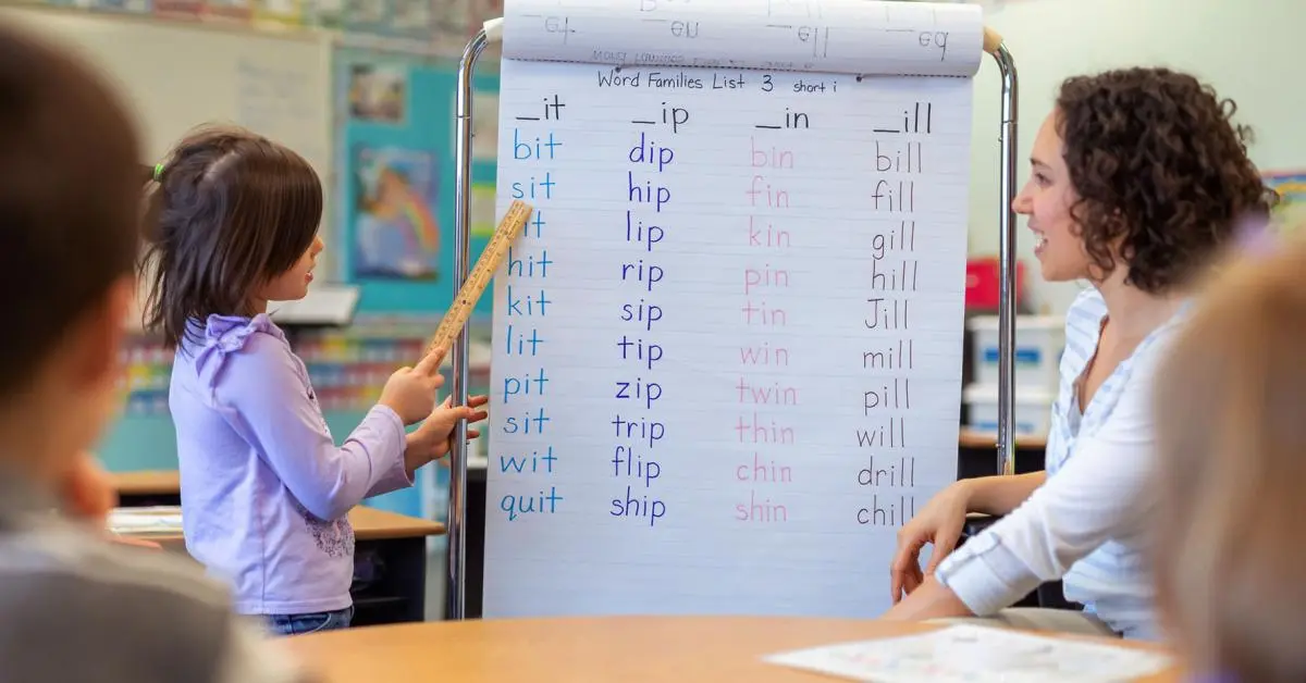 phonics (1) A teacher exemplifying one of the 10 essential classroom management skills as her class is focused and organised.